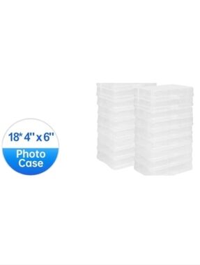 18 New 4x6 Photo Case Boxes, Picture Storage, Organizer Bins Set, Clear Plastic